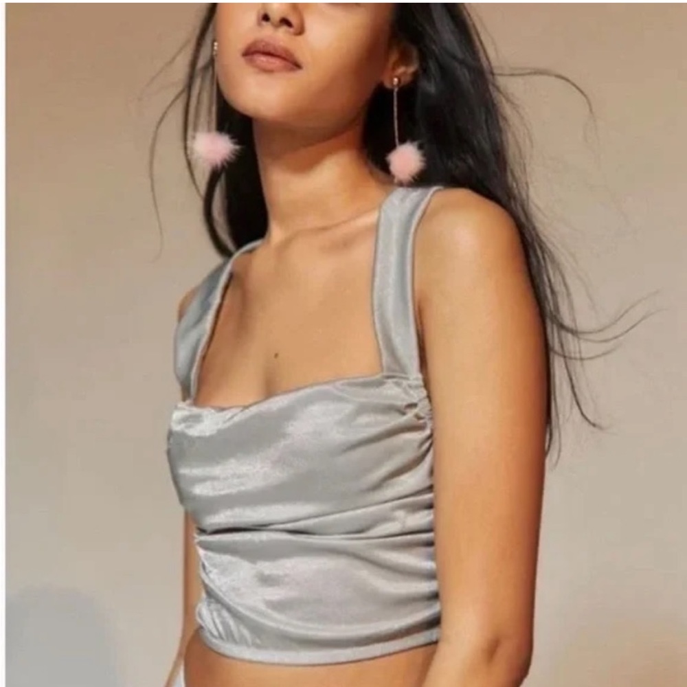 Silver adjustable crop top